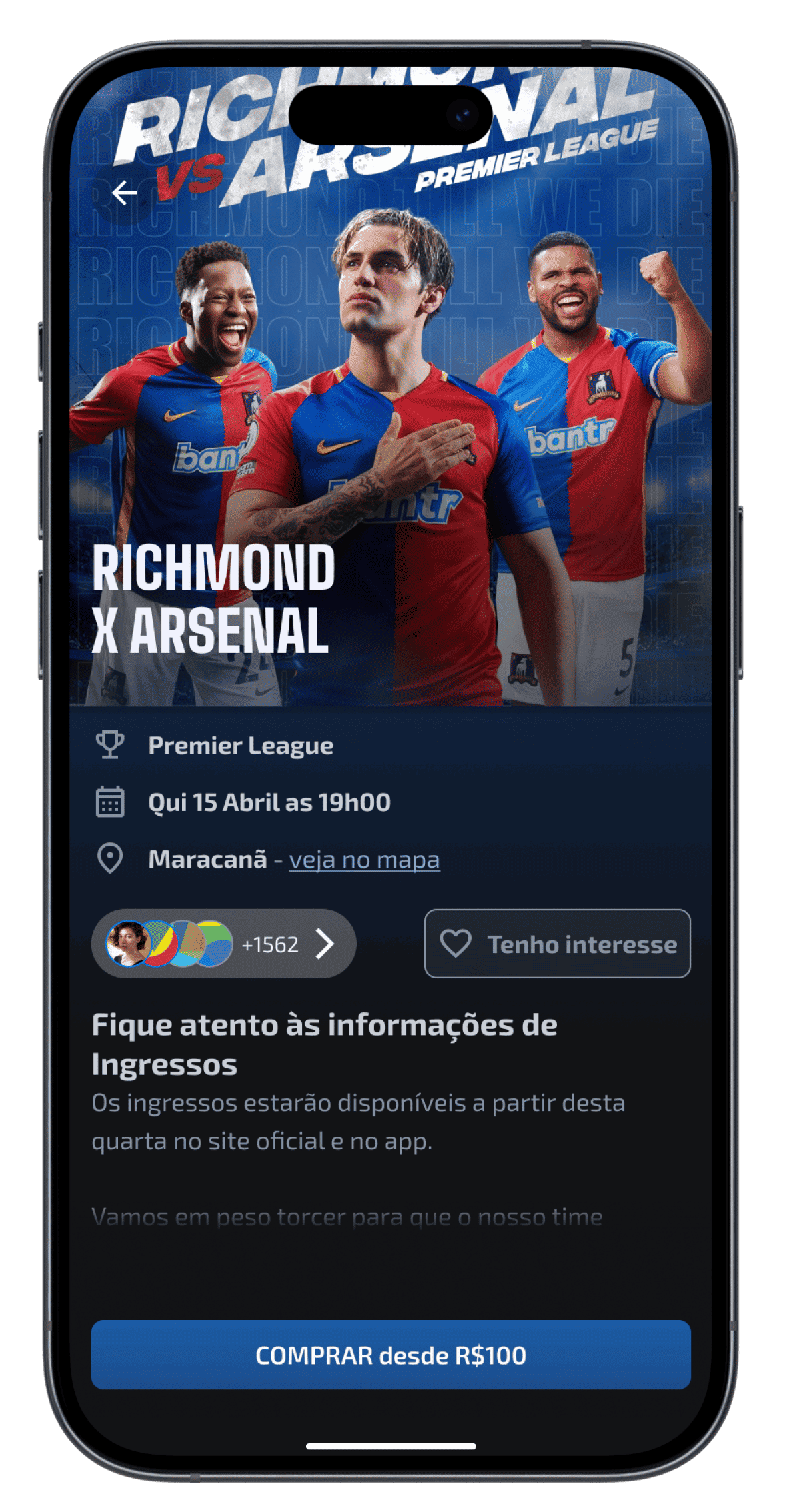 Listagem e gerenciamento de eventos no aplicativo da marca